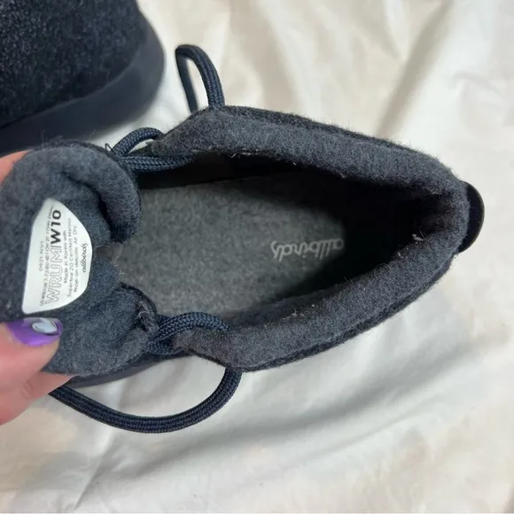 Women’s Allbirds blue washable wool high top sneakers size 10