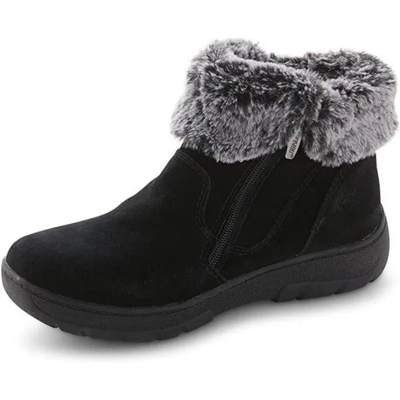 Women's Ankle Boots Faux Fur Shearling Lining Shoes, Black