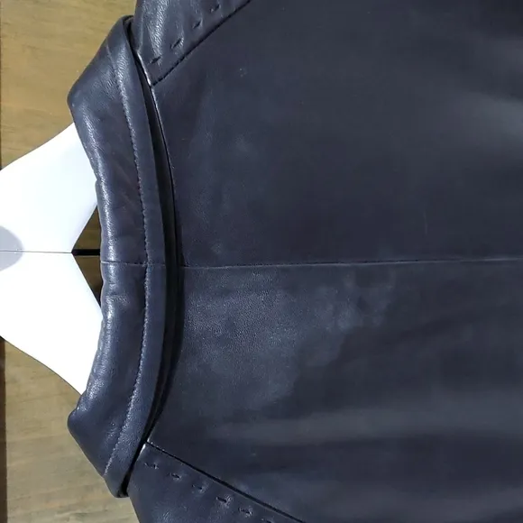 WOMENS BLACK LAMBSKIN GENUINE LEATHER SHORT COAT PETITE MEDIUM