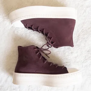 Women's Burgundy High-Top Sneakers