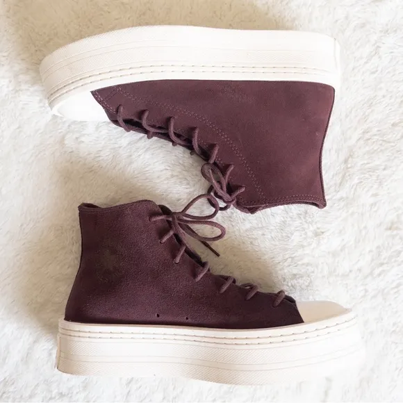 Women's Burgundy High-Top Sneakers