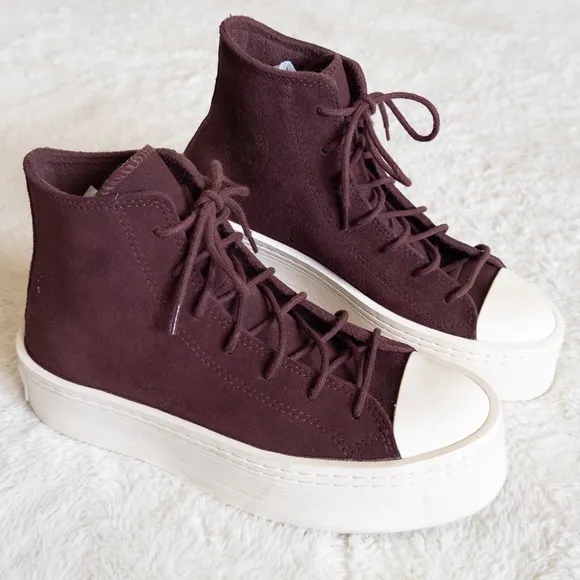 Women's Burgundy High-Top Sneakers