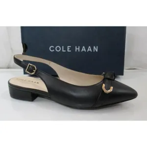 Women's Cole Haan Menlo Skimmer Slingback Flat Sandals Black Leather Size 7.5