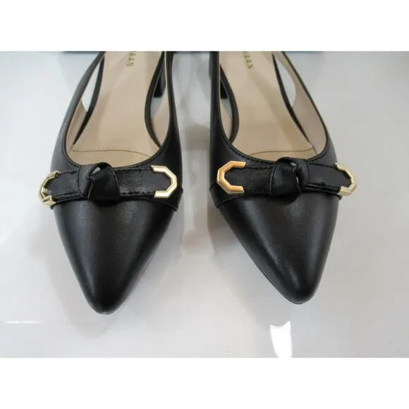 Women's Cole Haan Menlo Skimmer Slingback Flat Sandals Black Leather Size 7.5