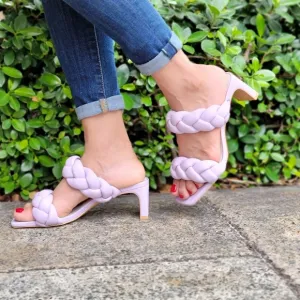 Women's Orchid Double Braided Square Toe Mule Low Heel Sandal