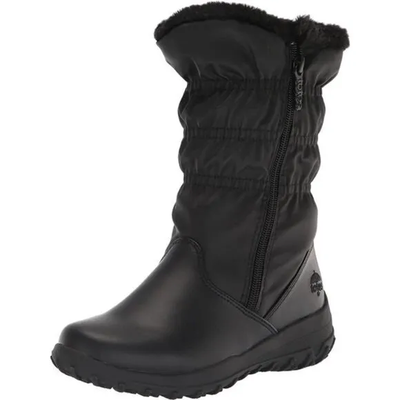 Women's Snow Boots with Zipper Winter Built for Comfort - Black