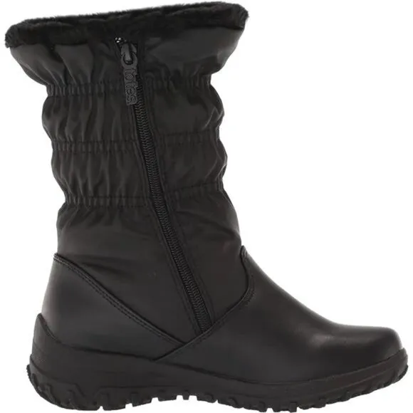 Women's Snow Boots with Zipper Winter Built for Comfort - Black