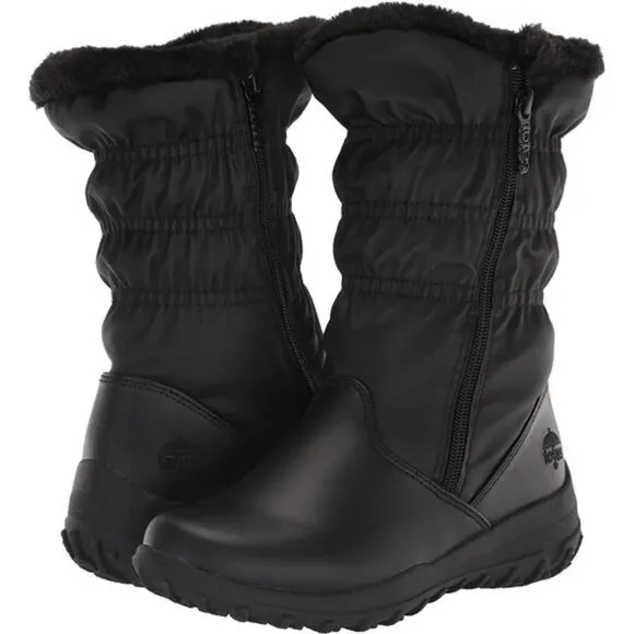 Women's Snow Boots with Zipper Winter Built for Comfort - Black
