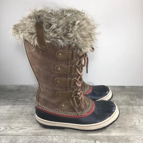 Womens Sorel Joan of Arctic Snow Brown Waterproof Leather Boots NL2429 Size 8
