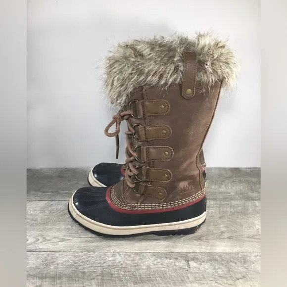 Womens Sorel Joan of Arctic Snow Brown Waterproof Leather Boots NL2429 Size 8