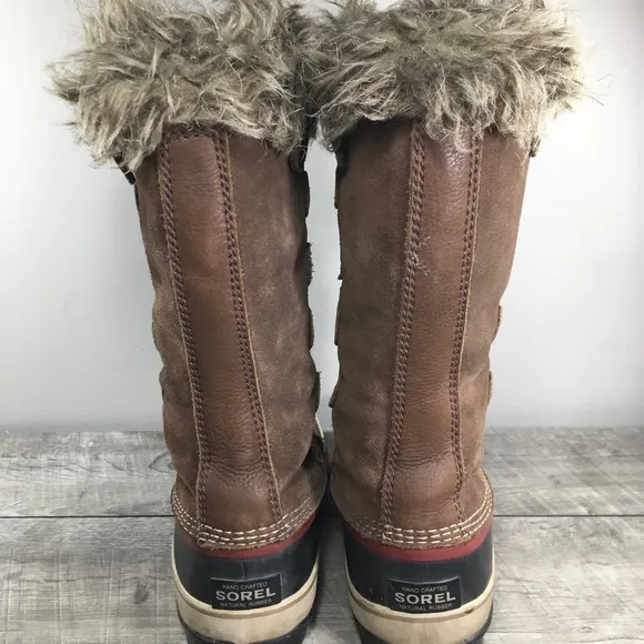 Womens Sorel Joan of Arctic Snow Brown Waterproof Leather Boots NL2429 Size 9