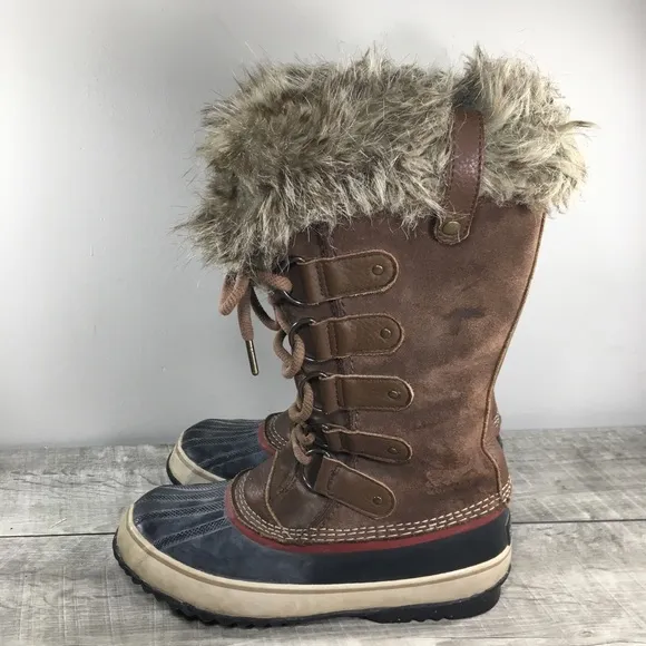 Womens Sorel Joan of Arctic Snow Brown Waterproof Leather Boots NL2429 Size 9