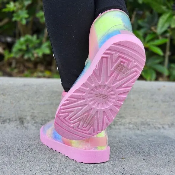 Womens Clear Multi Color Ankle Comfort Boots