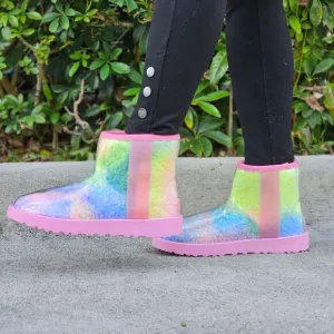 Womens Clear Multi Color Ankle Comfort Boots