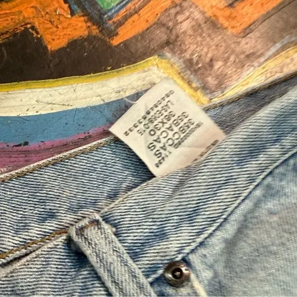 Y2K BCC Blues Distressed Light Wash Jeans - Men’s 36x30 - Camo-Lined Rips