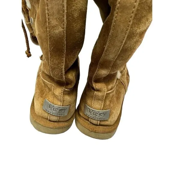 Y2K Snow Bunny UGG Tie Up Lace Boots sz 8