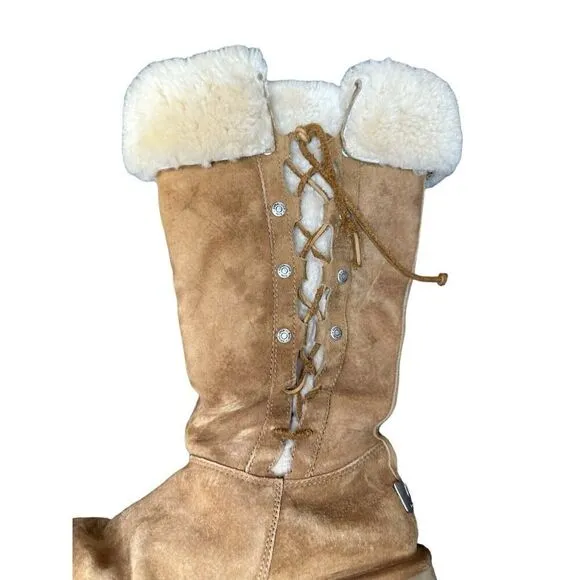 Y2K Snow Bunny UGG Tie Up Lace Boots sz 8