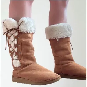 Y2K Snow Bunny UGG Tie Up Lace Boots sz 8