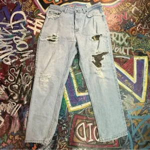 Y2K BCC Blues Distressed Light Wash Jeans - Men’s 36x30 - Camo-Lined Rips