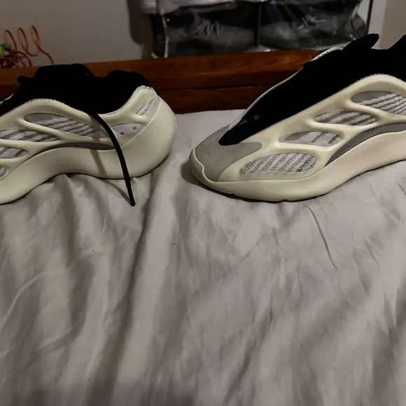 Yeezy Cream and Black Sneakers with Chunky Silhouette