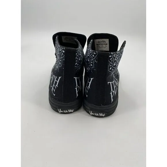 Yes We Vibe High Top Sneakers Black Teach Peace Rare Mens Size 9.5 Wmns 11
