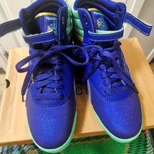 Youth Royal Blue Purple Classic High Top Reebok Sneakers
