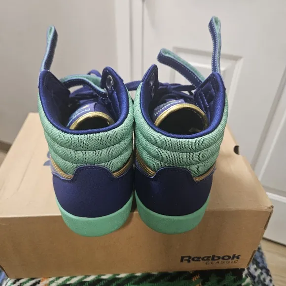 Youth Royal Blue Purple Classic High Top Reebok Sneakers
