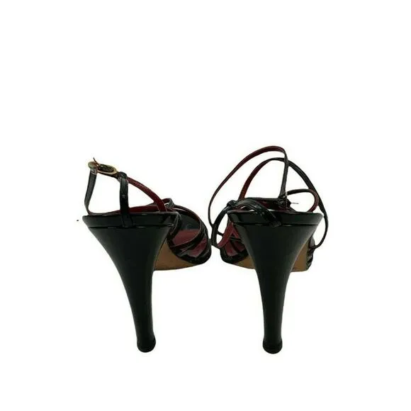 Yves Saint Laurent Shoes Womens Sz 8 Leather Strappy Stiletto Heel Sandals Italy