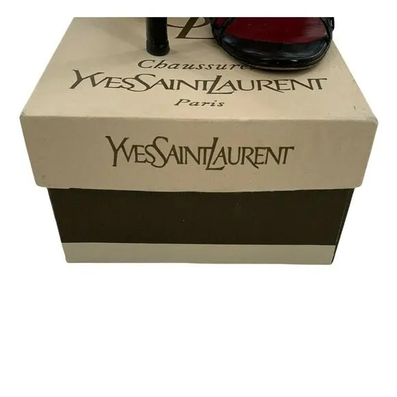 Yves Saint Laurent Shoes Womens Sz 8 Leather Strappy Stiletto Heel Sandals Italy
