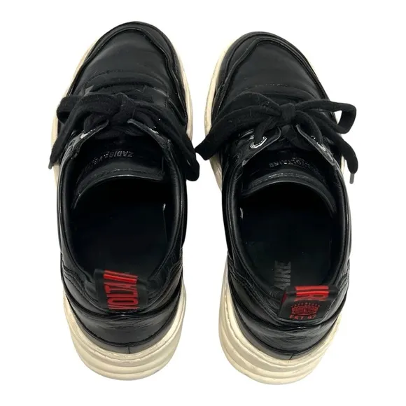 Zadig &amp; Voltaire Blaze Black Genuine Leather Chunky Comfort Sneakers Womens 38