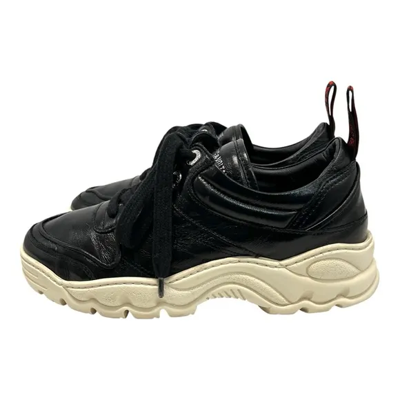 Zadig &amp; Voltaire Blaze Black Genuine Leather Chunky Comfort Sneakers Womens 38