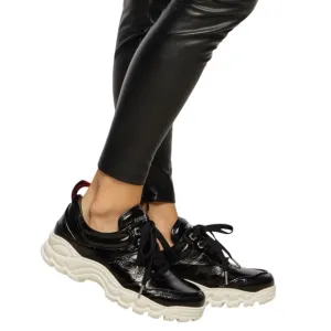 Zadig &amp; Voltaire Blaze Black Genuine Leather Chunky Comfort Sneakers Womens 38