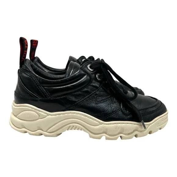 Zadig &amp; Voltaire Blaze Black Genuine Leather Chunky Comfort Sneakers Womens 38