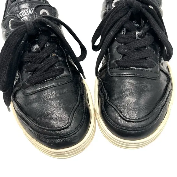 Zadig &amp; Voltaire Blaze Black Genuine Leather Chunky Comfort Sneakers Womens 38