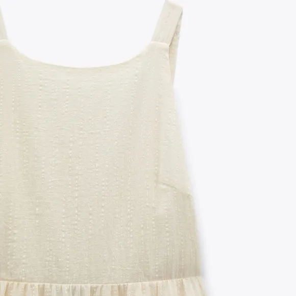 Zara * Cream Maxi Midi Dress Rustic Boho