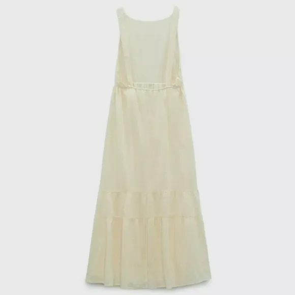 Zara * Cream Maxi Midi Dress Rustic Boho