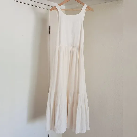 Zara * Cream Maxi Midi Dress Rustic Boho