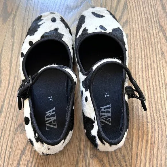 Zara Furskin Leather Ballet Flats