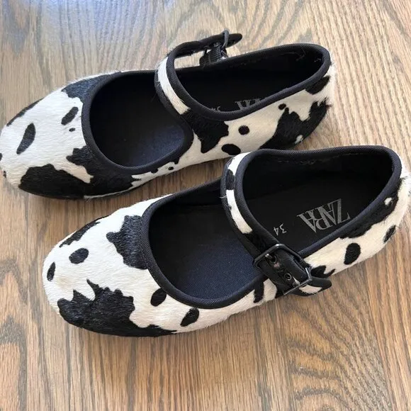 Zara Furskin Leather Ballet Flats