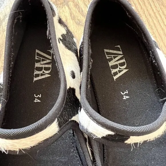 Zara Furskin Leather Ballet Flats
