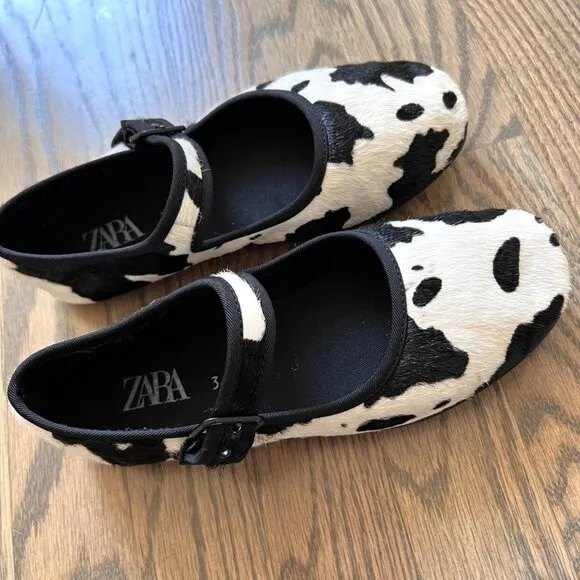 Zara Furskin Leather Ballet Flats