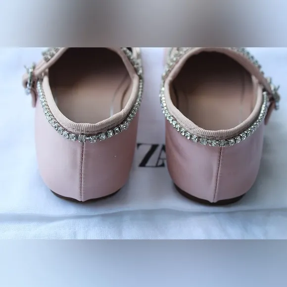 Zara  Jewel Satin-look  Ballet Flats Size 33 = 2