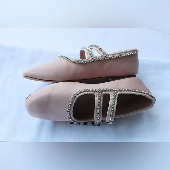 Zara  Jewel Satin-look  Ballet Flats Size 33 = 2