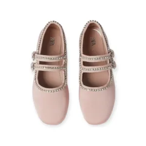 Zara  Jewel Satin-look  Ballet Flats Size 33 = 2