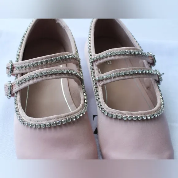 Zara  Jewel Satin-look  Ballet Flats Size 33 = 2