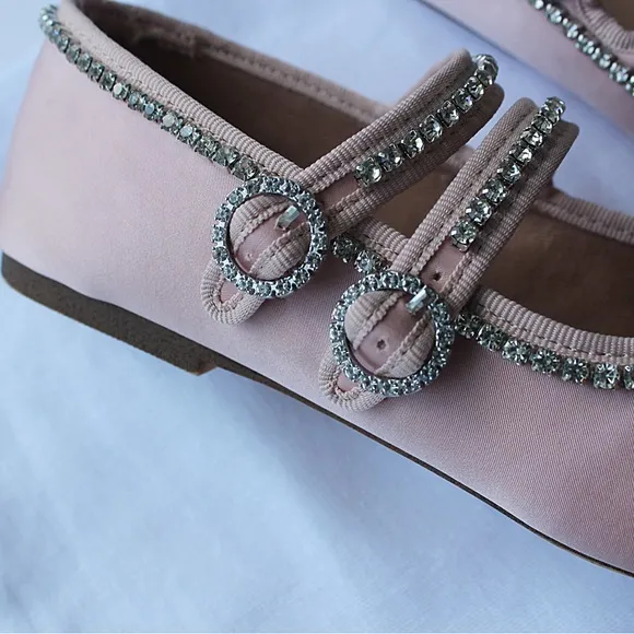 Zara  Jewel Satin-look  Ballet Flats Size 33 = 2