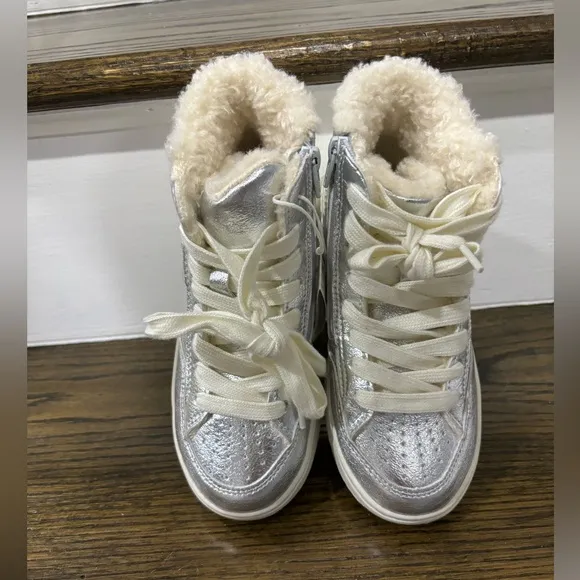 Zara Kids Shimmery Lined High Top Sneakers