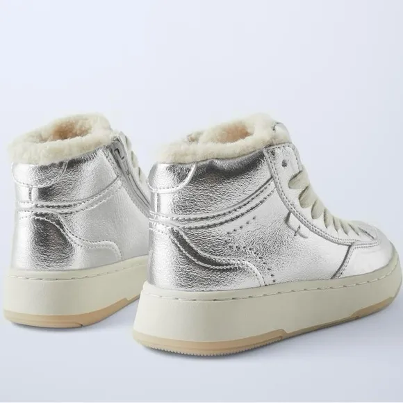 Zara Kids Shimmery Lined High Top Sneakers