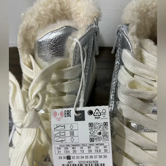 Zara Kids Shimmery Lined High Top Sneakers