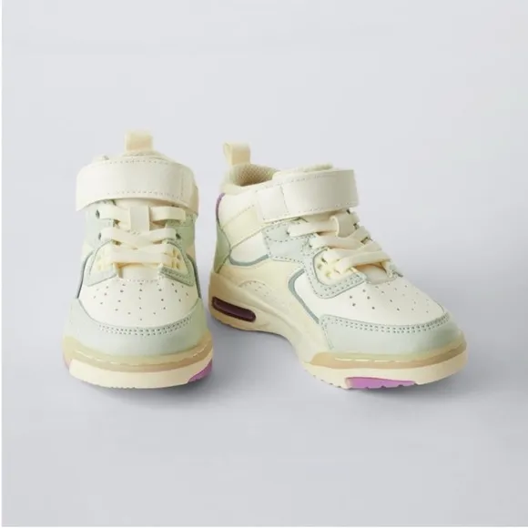 Zara Kids, White, MULTI-PIECED HIGH TOPS, size 8 little kid